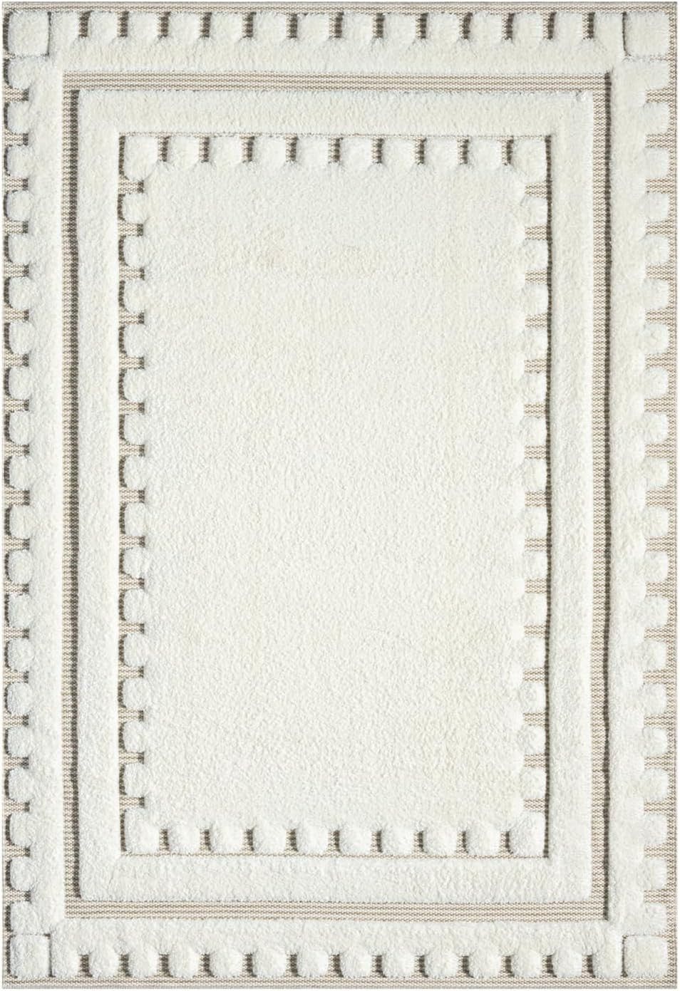 Large Cream Area Rug 200x290cm Soft Modern Carpet for Living Room Bedroom