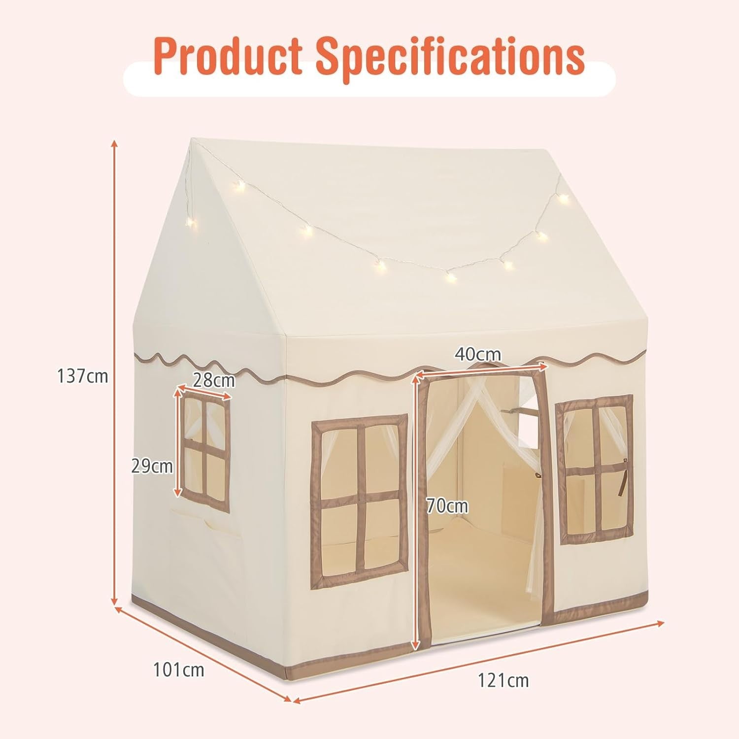 Large Kids Princess Play Tent Indoor Outdoor w Star Lights Mat Playhouse