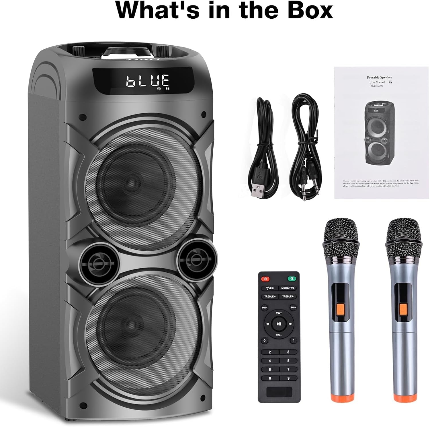 Karaoke Machine with 2 Wireless Bluetooth Speaker LED