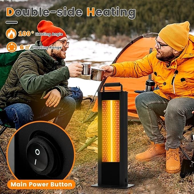 1200W Electric Patio Heater Outdoor Indoor Tower | Waterproof, Silent, Safe