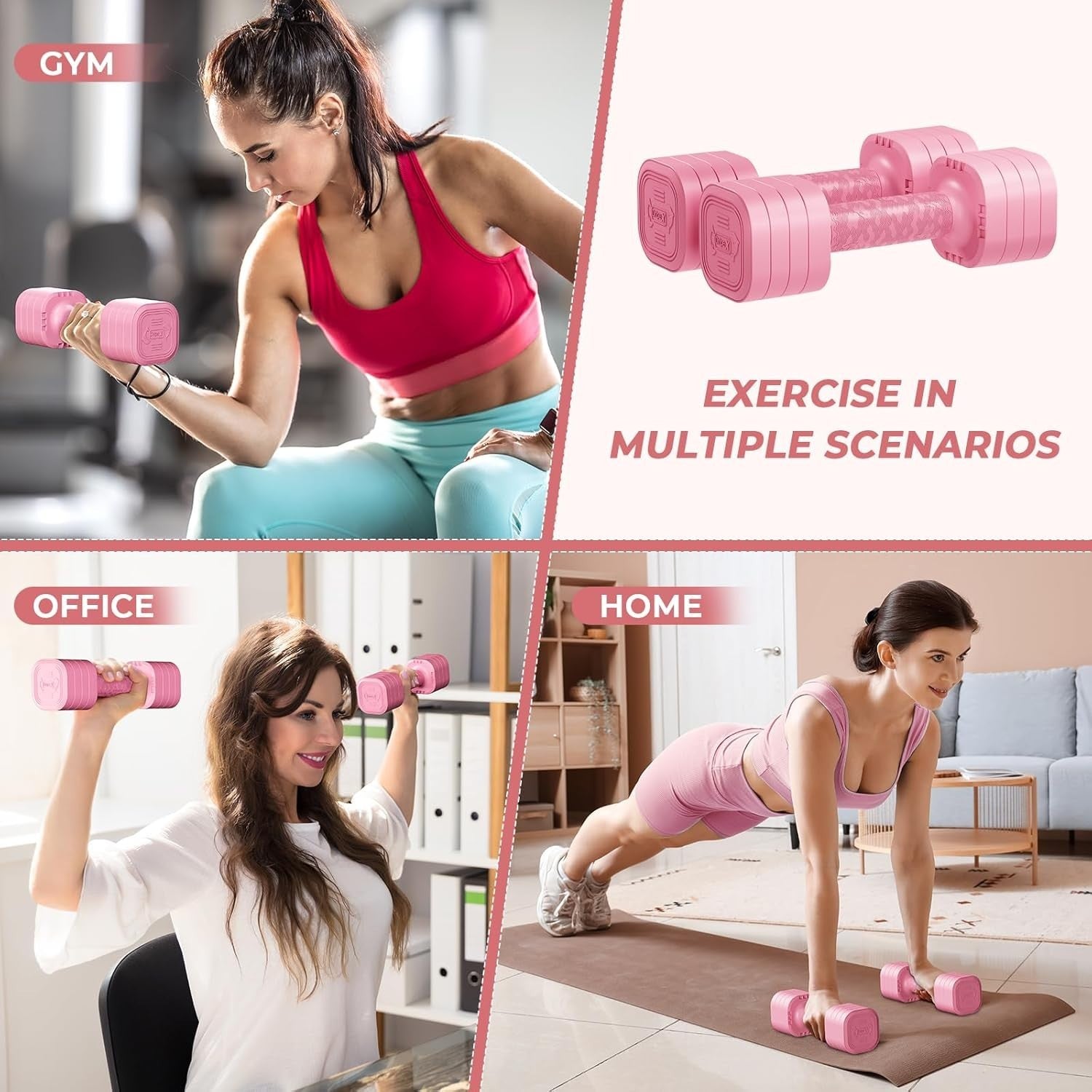 Adjustable Dumbbells Pair 2.5KG 4-in-1 Non-Slip Compact Home Gym