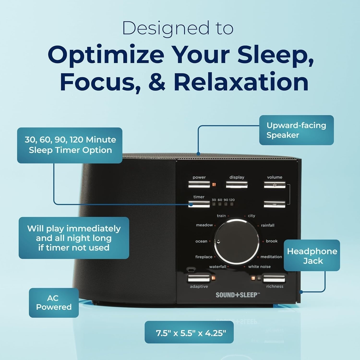 Sleep Sound Machine with Non-Looping Nature & White Noise, Adaptive Audio