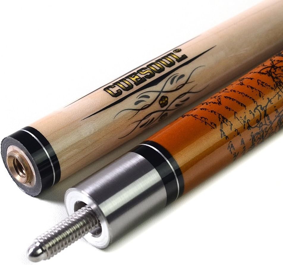 58” Heavyweight Pool Cue 21oz Maple Shaft 13mm Tip Linen Grip Soft Case