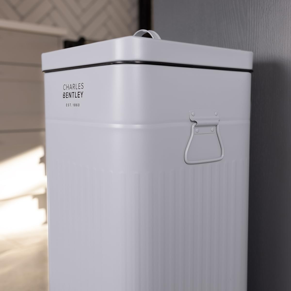 30L Retro Kitchen Pedal Bin Light Grey Steel Inner Bucket