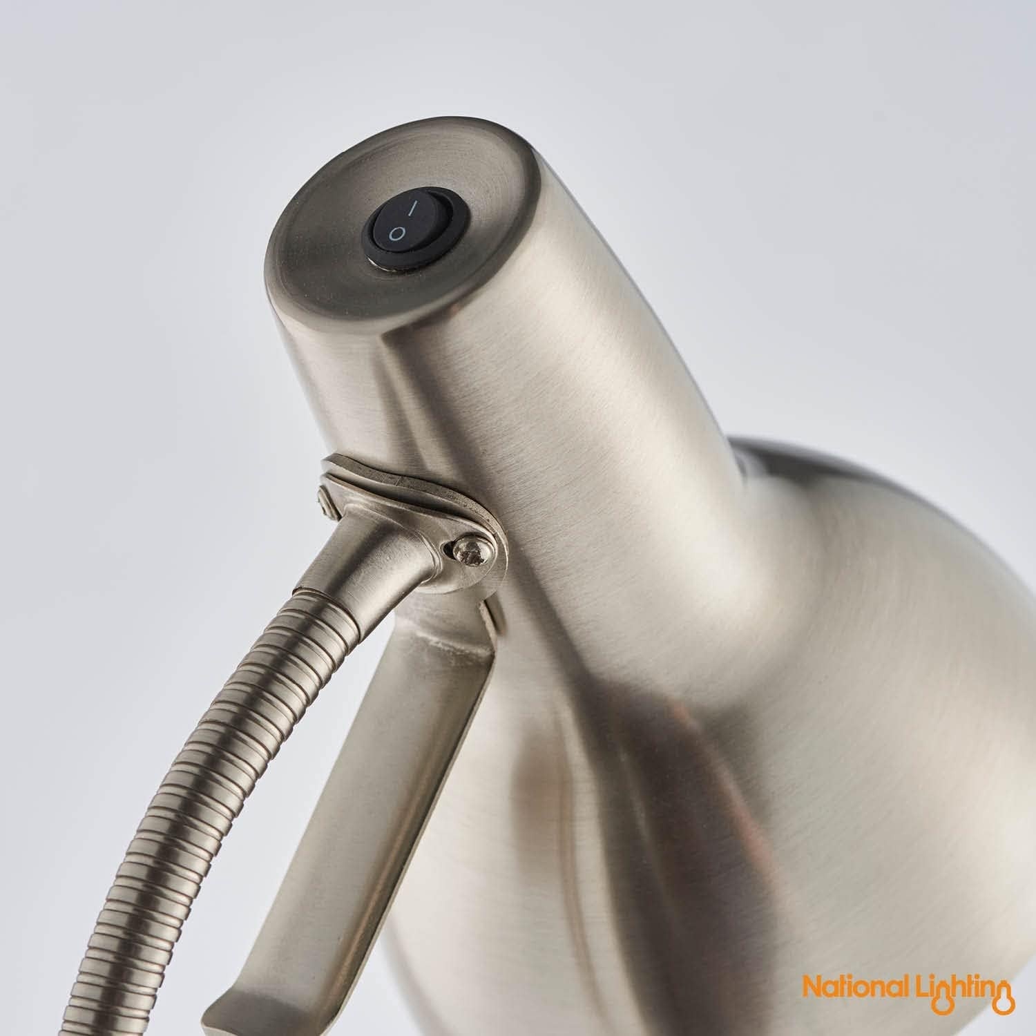 Flexible Gooseneck Floor Lamp Reading Light Satin Chrome Standing Task Lamp