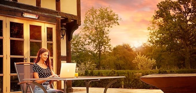 Outdoor Patio Heater 2kW Wall Mounted IP65 Weatherproof Fast Heating Compact