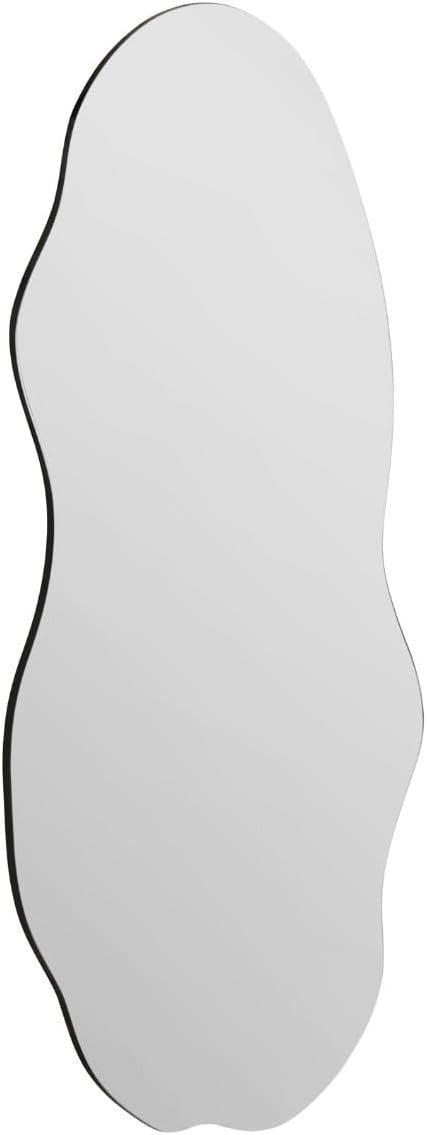 Frameless Wall Mirror 100x45cm Modern Pond Shape, Crystal Clear Glass