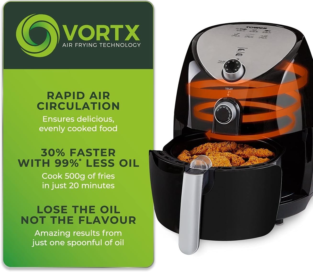 4.3L Family Size Air Fryer Vortx Tech Fast Healthy Cooker 1500W Roast Grill Bake