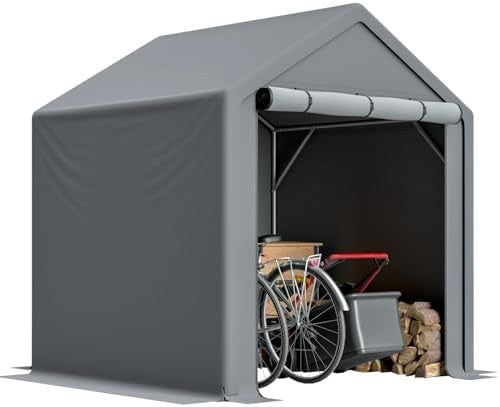 Outdoor Garden Storage Tent 6x5.6ft Waterproof Steel Frame Grey