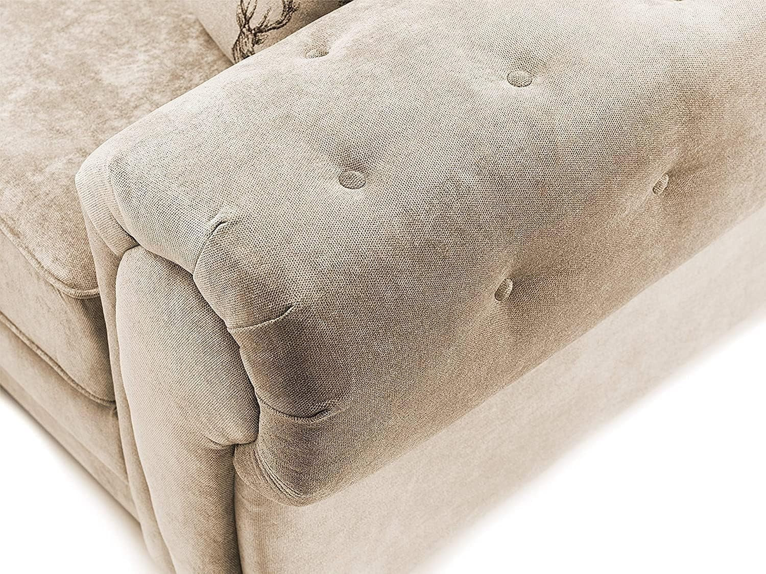 Beige 5 Seater Corner Sofa L-Shape | Soft Suede Fabric & Memory Foam Cushions