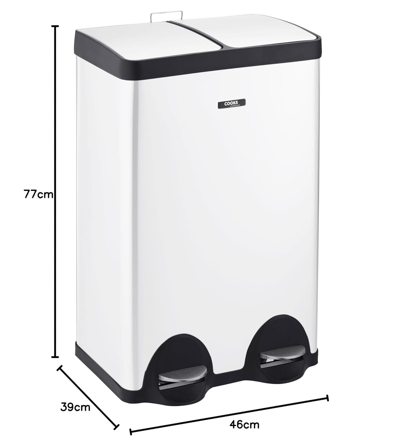 60L Dual Pedal Recycling Bin 2x30L Stainless Steel Soft Close White