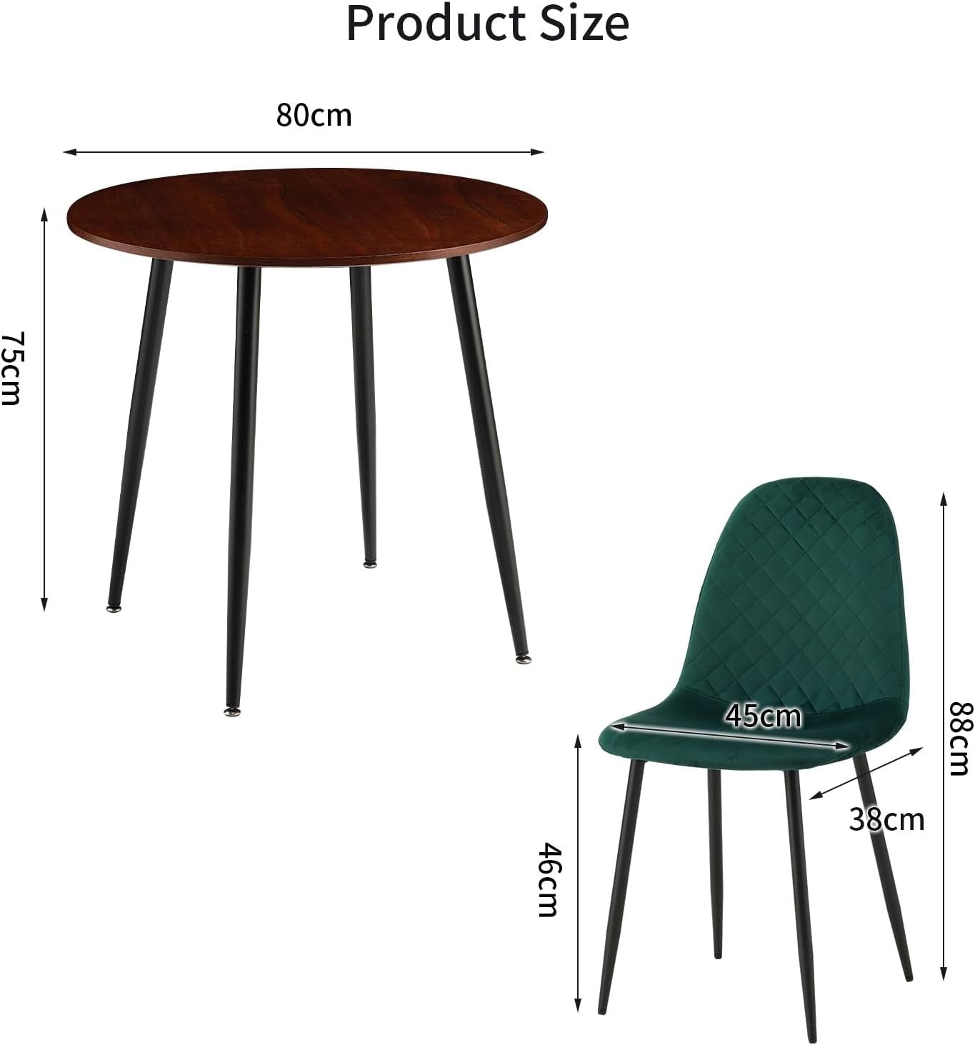 4 Seater Round Dining Table Set Velvet Chairs Modern Kitchen Living Room