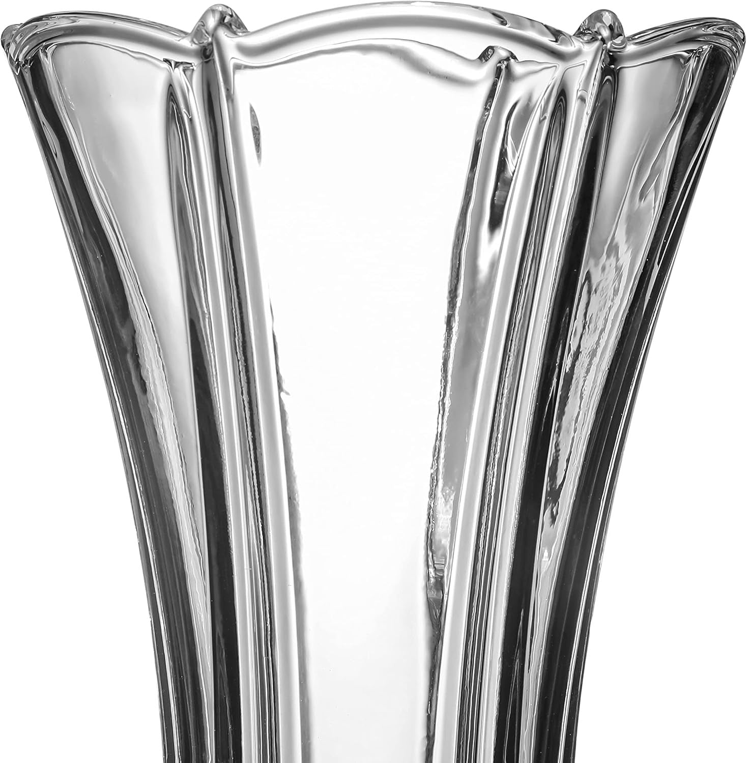30cm Crystal Glass Flower Vase Tall Clear Ripple Design Wedding Centrepiece