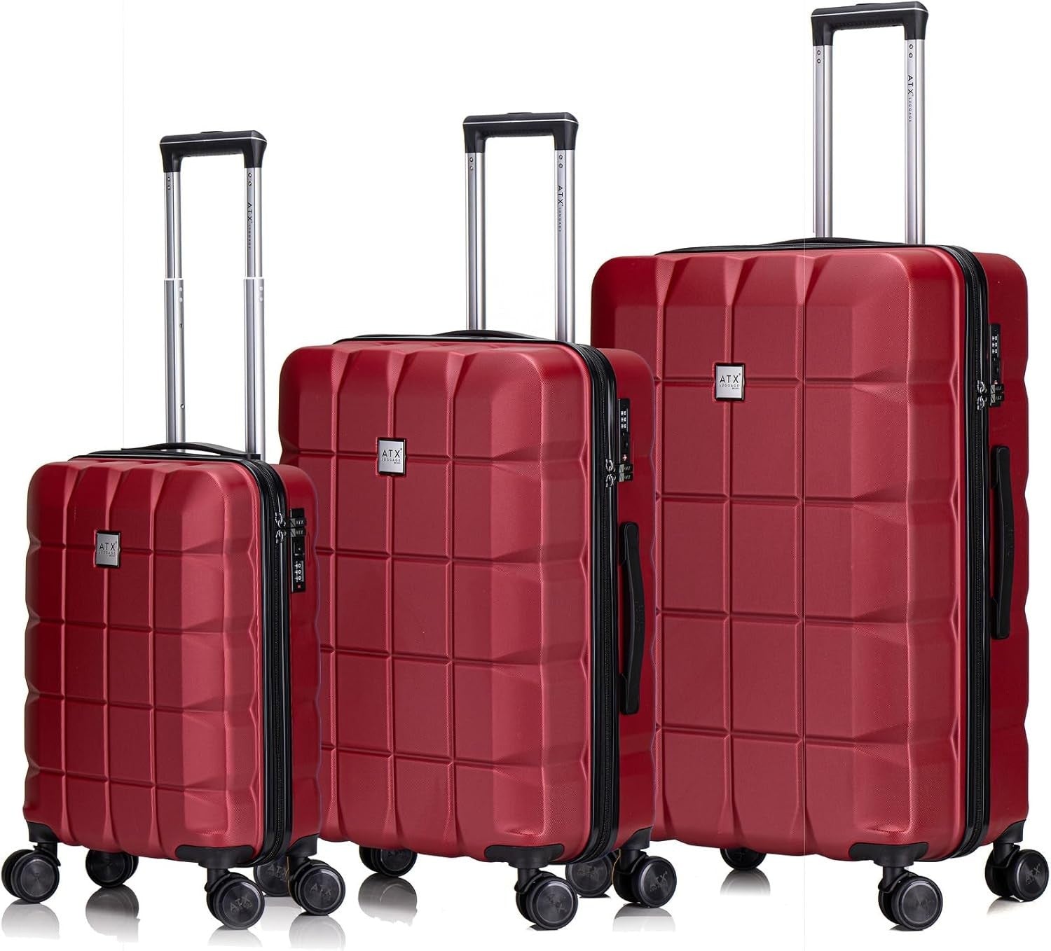 Medium ABS Hard Shell Check In Suitcase 4 Dual Spinner Wheels TSA 65L Red
