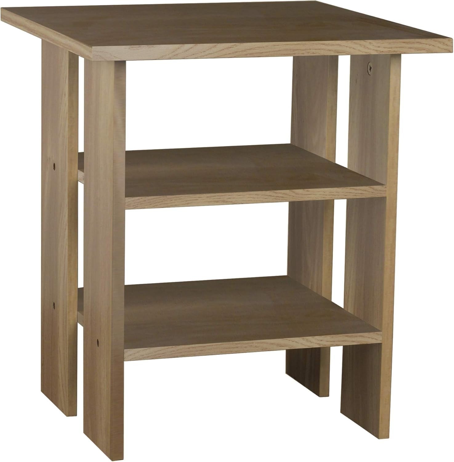 Modern 2-Tier Oak Wooden Side Table – Compact End Table with Storage