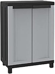Adjustable 2-Door Black Storage Cabinet with Internal Shelf 68x39x91.5cm