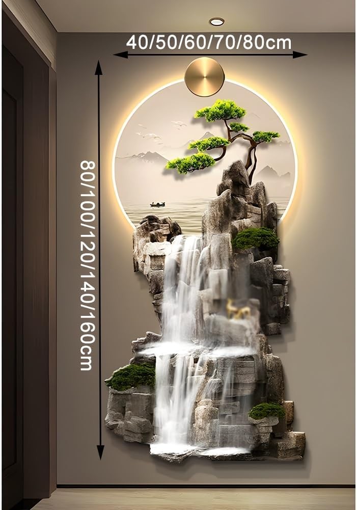 3D Chinese Wall Art LED Metal Sculpture 60x120cm