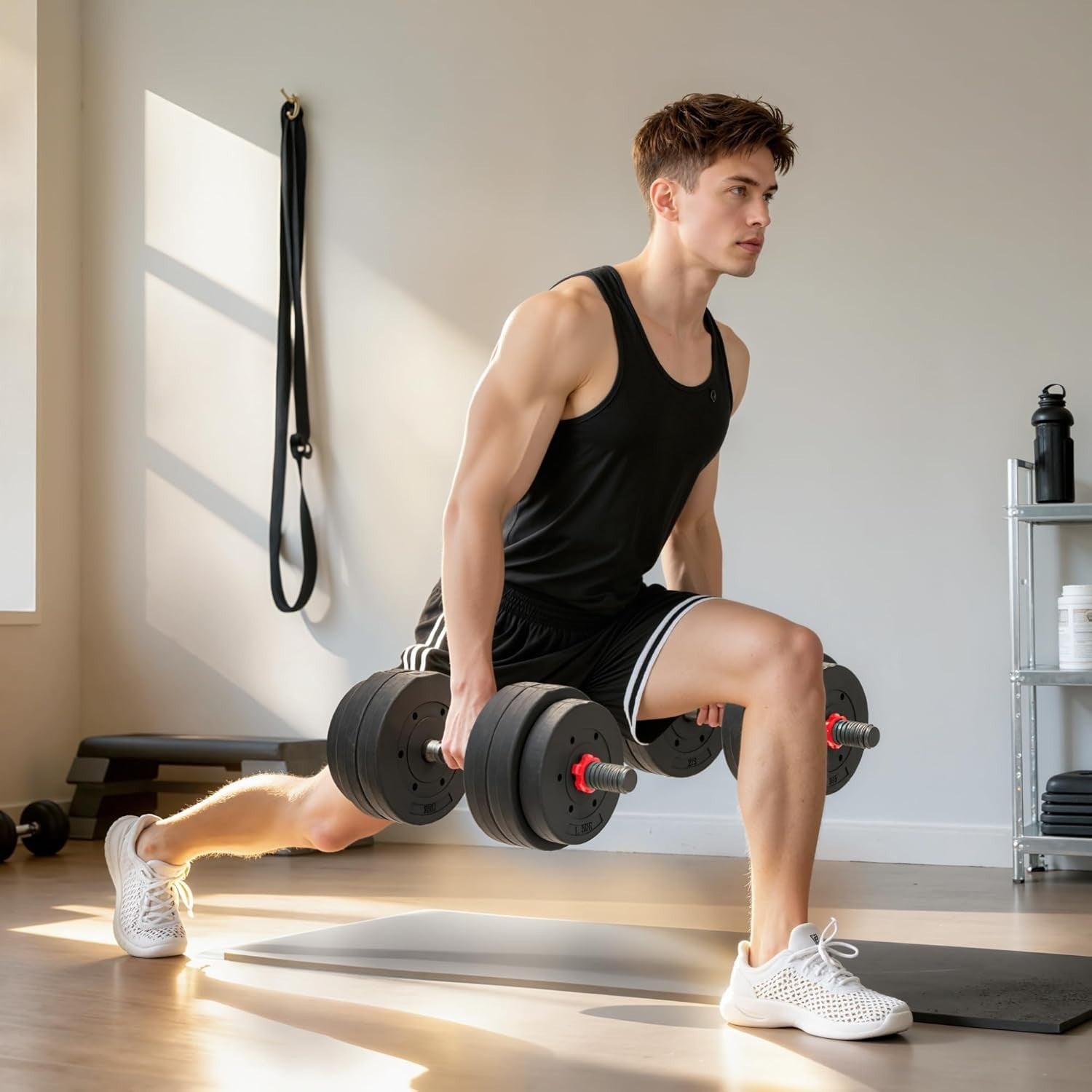 25kg Adjustable Dumbbell Barbell Set 2-in-1 Home Gym Free Weights