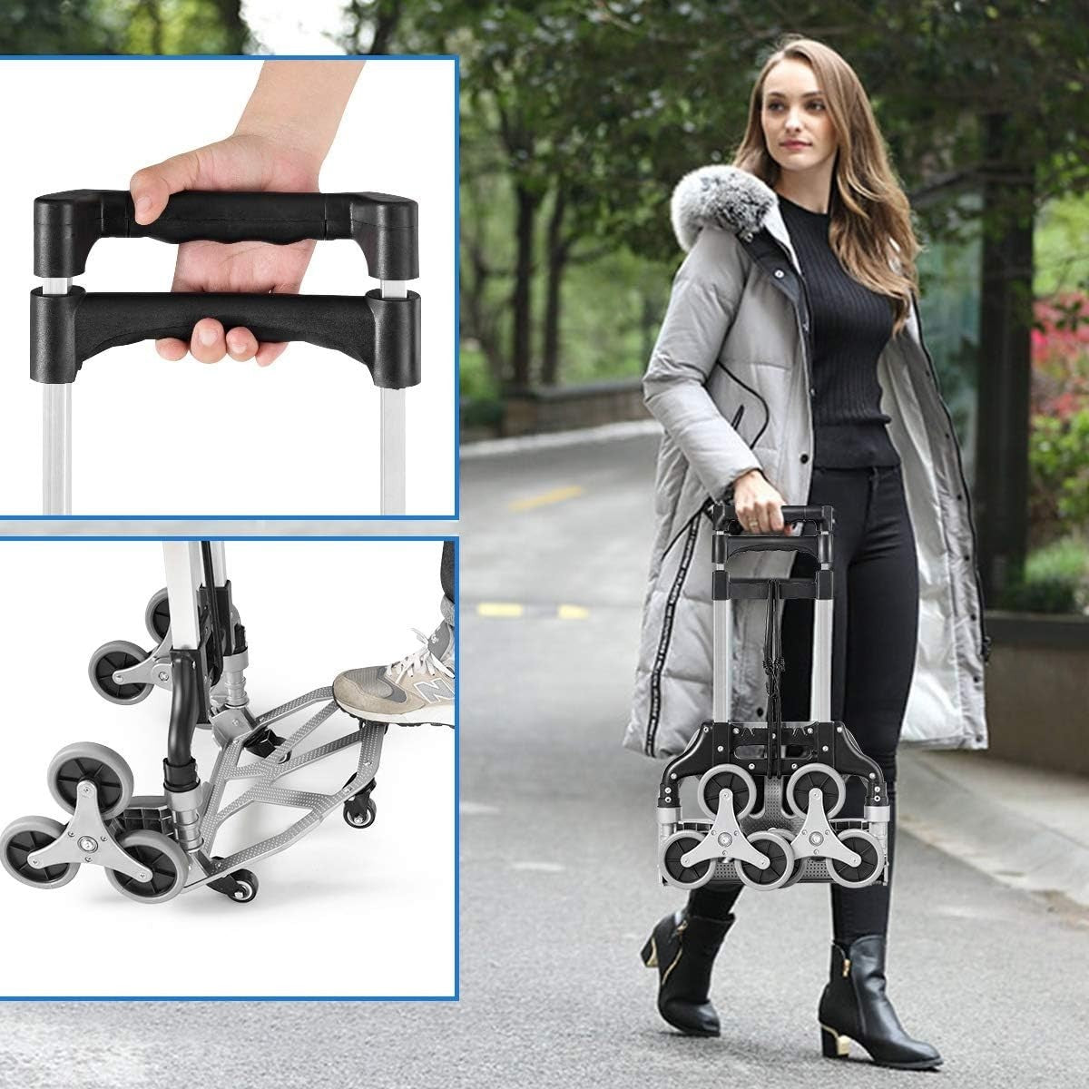 10 Wheel Folding Stair Climbing Sack Truck Aluminium 80kg Handle Cart