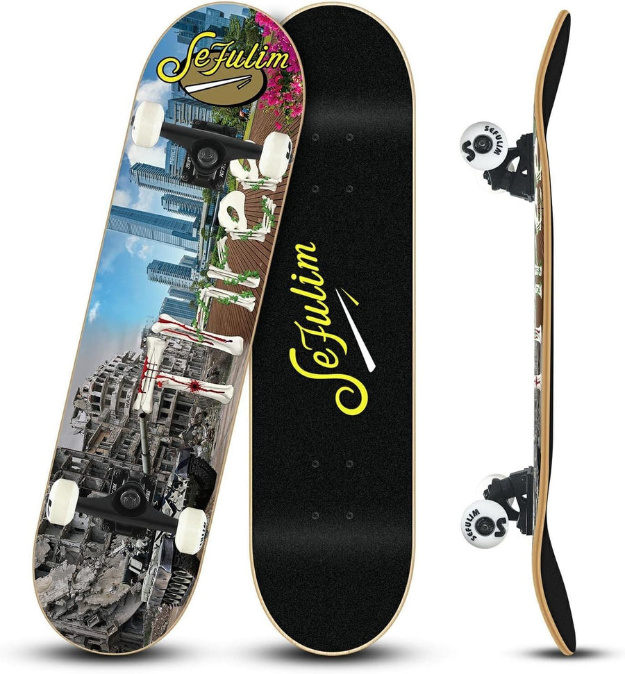 31in Maple Skateboard Complete Double Kick Concave Trick Cruiser