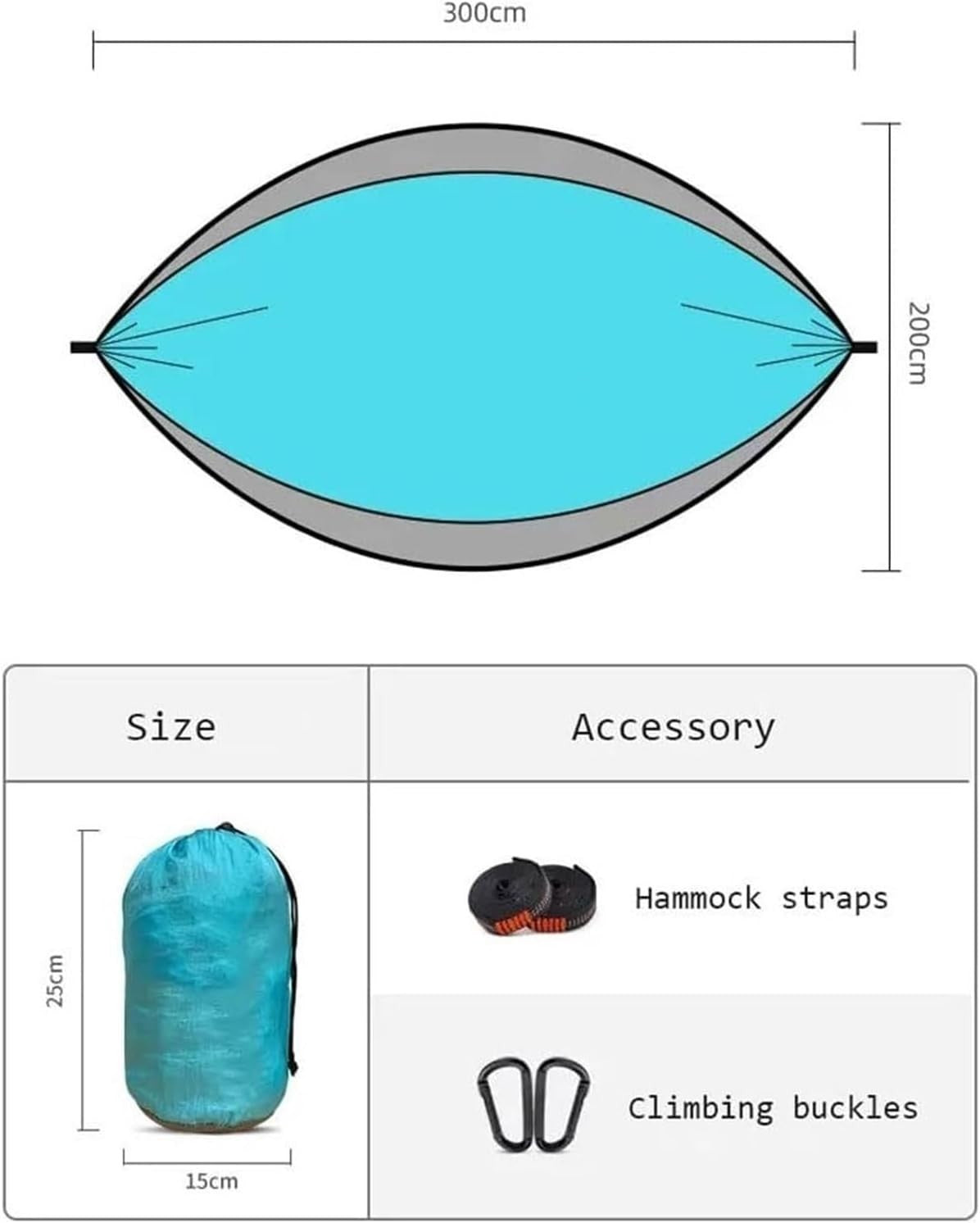 Camping Hammock Lightweight 300x200cm Portable Outdoor Bed Holds 440lbs Green