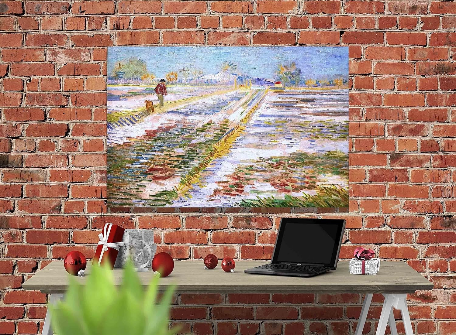 Van Gogh Landscape Snow Canvas Wall Art Modern Framed Print 76x50cm