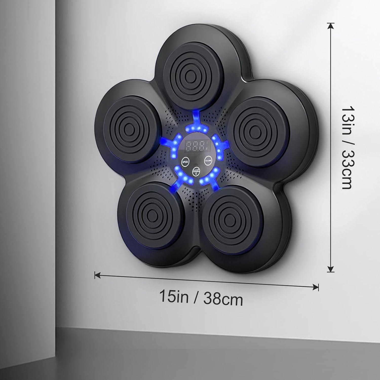 Music Boxing Machine Bluetooth LED Wall Pad Training Blue Lights Black