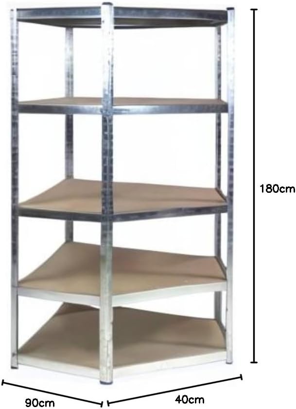 Heavy Duty Galvanised Corner Shelf Unit L-Shape 180x90/70x40cm 175KG