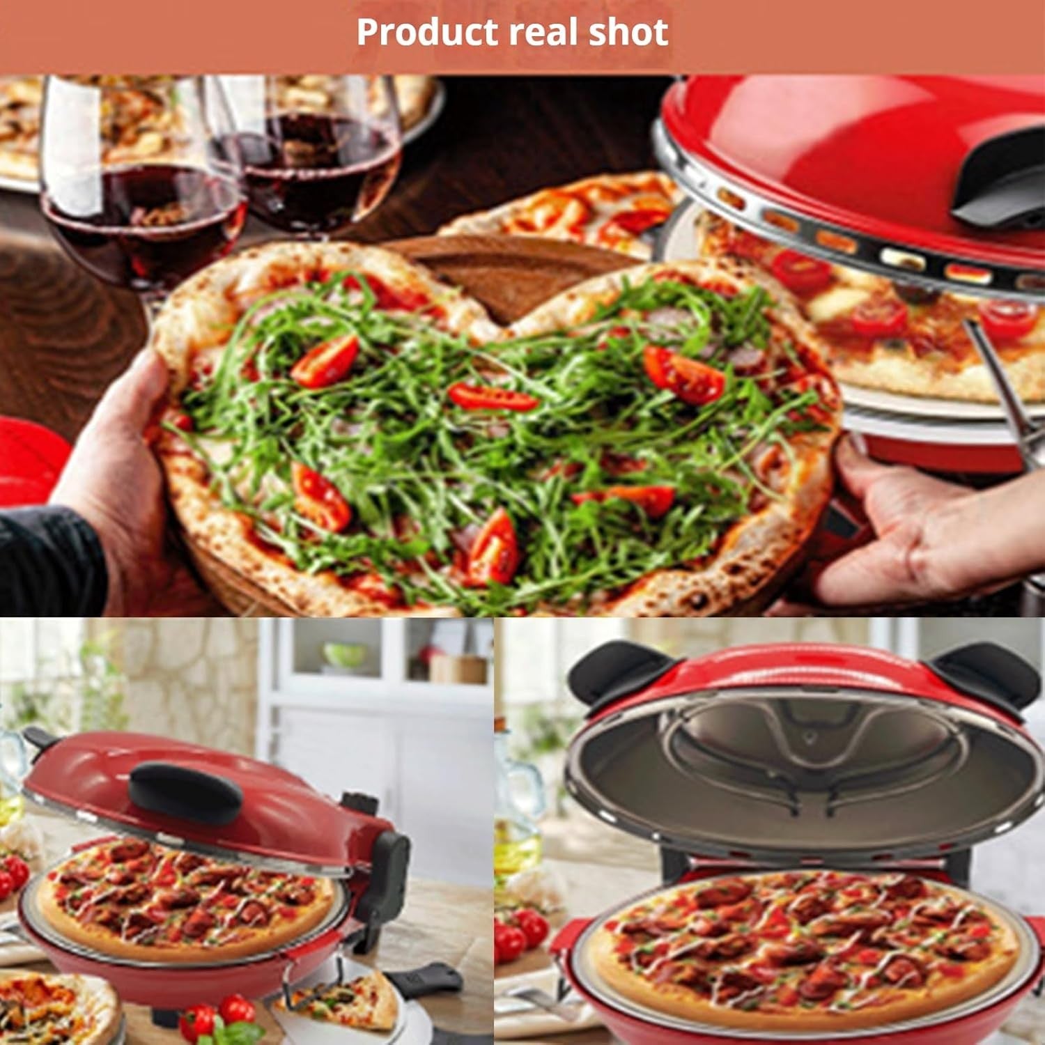 12" Electric Pizza Oven 800°F | Dual Temp Control Stone Countertop Cooker