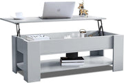 Lift Up Coffee Table with Storage – Grey 120x60cm Adjustable Height