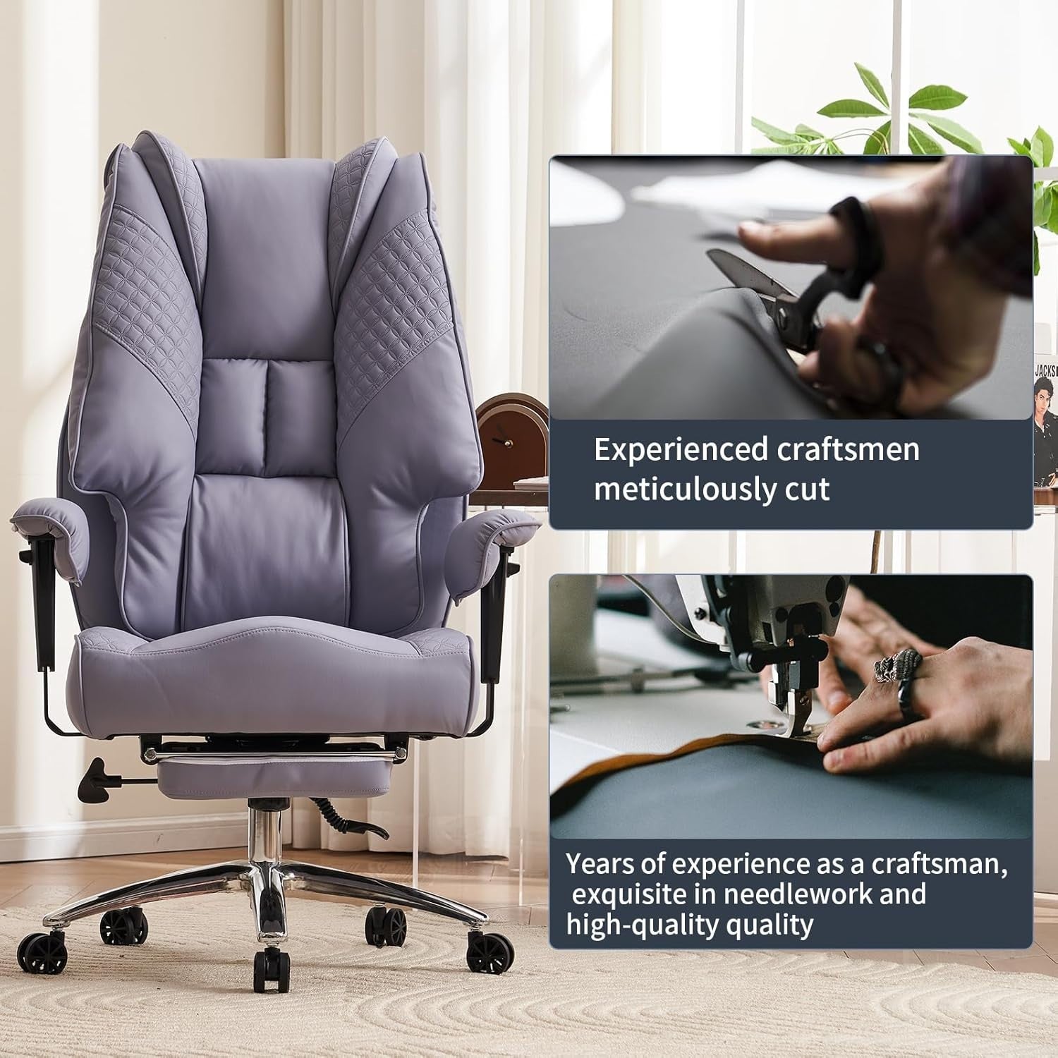 Oversized Office Chair Big & Tall Light Purple Ergonomic Heavy Duty 400lbs Swive
