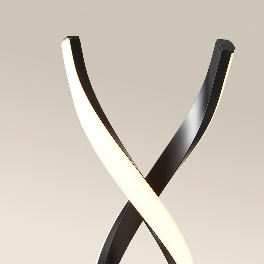 Modern Black LED Double Twist Floor Lamp with Warm Light Ambience