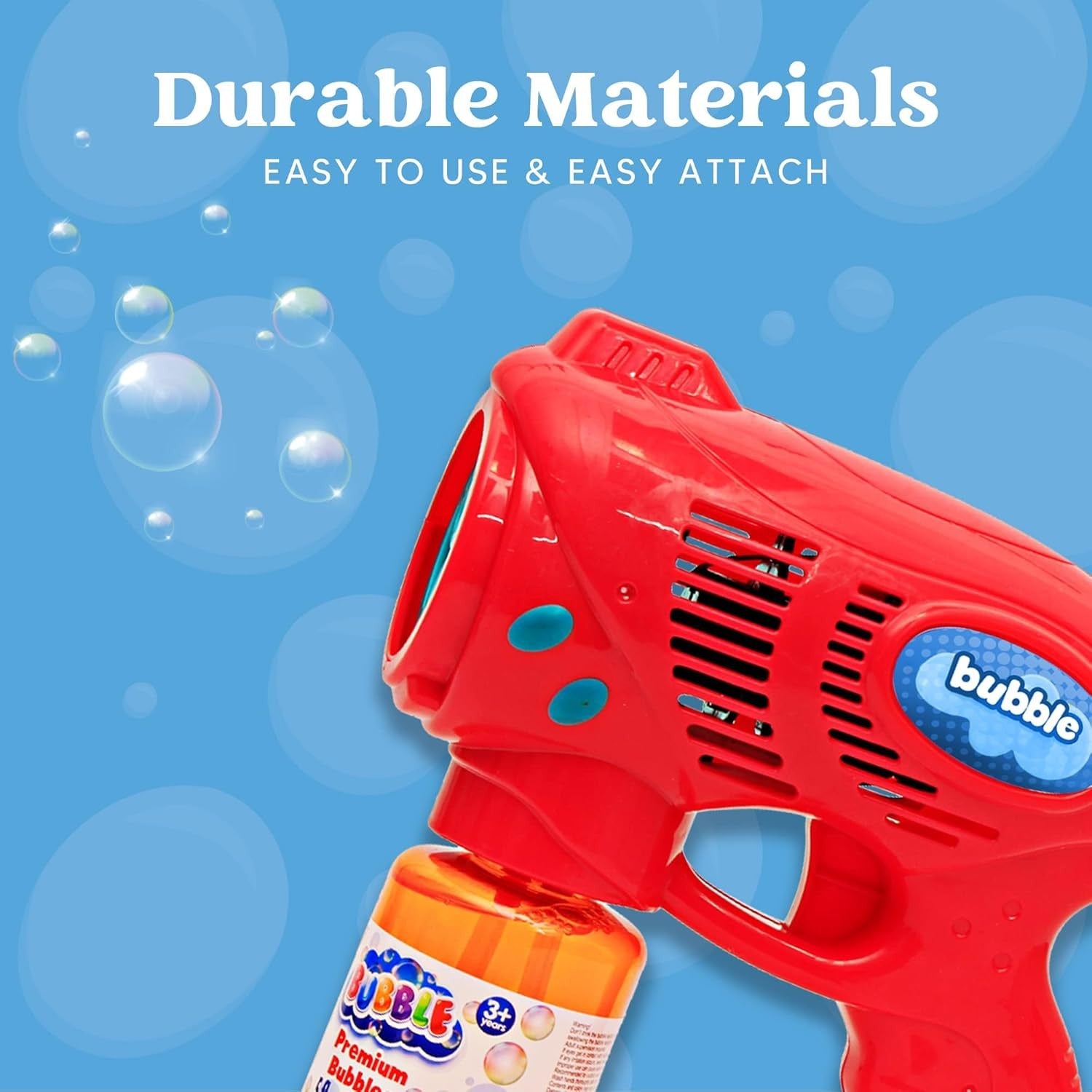 2 Pack Bubble Guns Kids Toy Set Red Blue with Solution