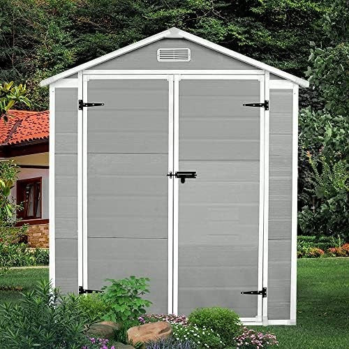 Outdoor Garden Storage Shed 6x4ft Plastic Box with Floor & Ventilation