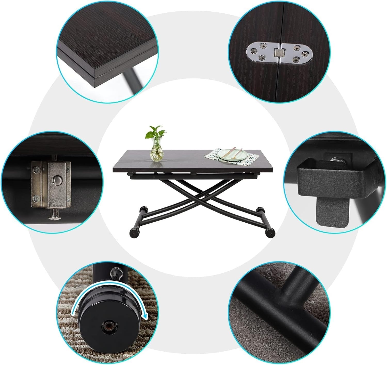 Height Adjustable Expandable Space Saving Coffee Dining Table