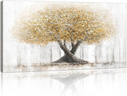 Large Beige Tree Canvas Wall Art 100x50cm Framed