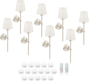 Wireless Rechargeable LED Wall Lights 8-Pack, 16 Lights, Remote, Dimmable