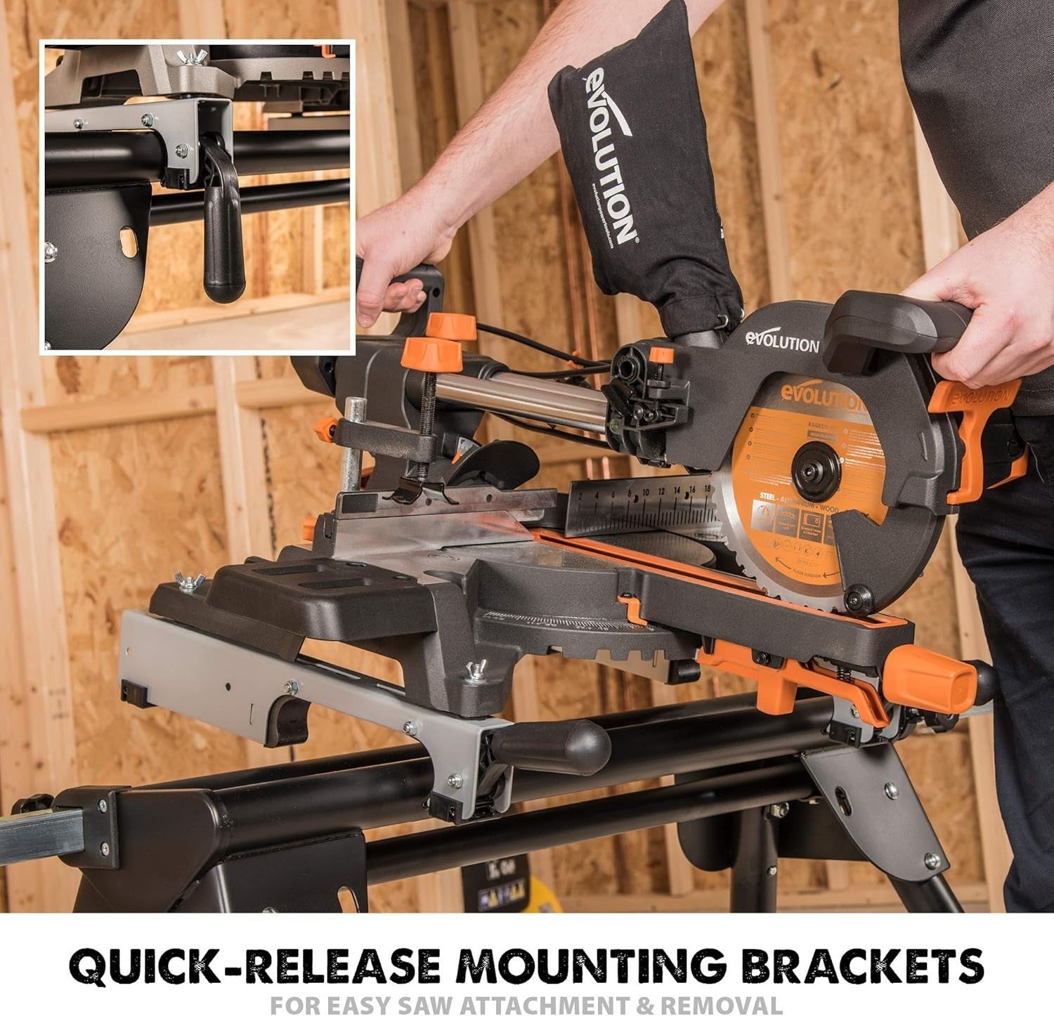 EVOMS1 Mitre Saw Stand Folding Universal Fit Extendable Arms 150kg Support