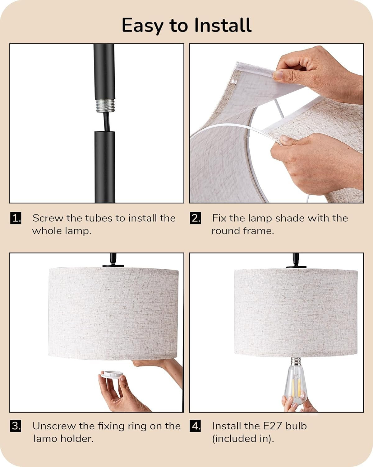 Modern LED Floor Lamp Dimmable Standing Light Living Room Bedroom Lighting