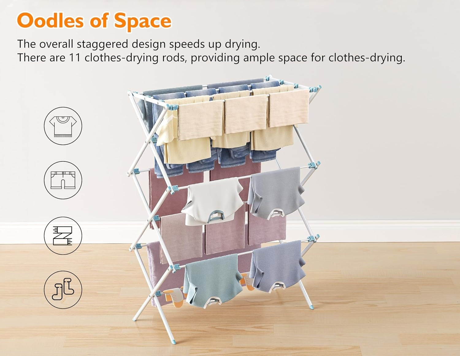 3 Tier Foldable Clothes Airer Heavy Duty Laundry Drying Rack Indoor