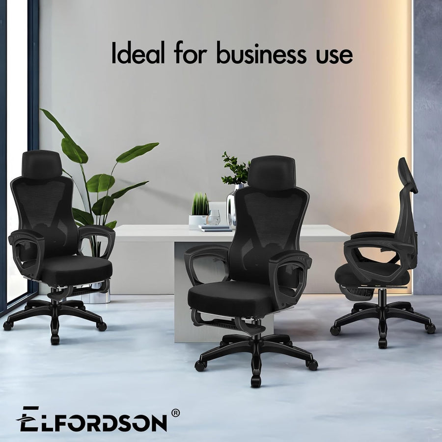 Ergonomic High-Back Office Chair Mesh Back Support Recliner Footrest 180KG Max