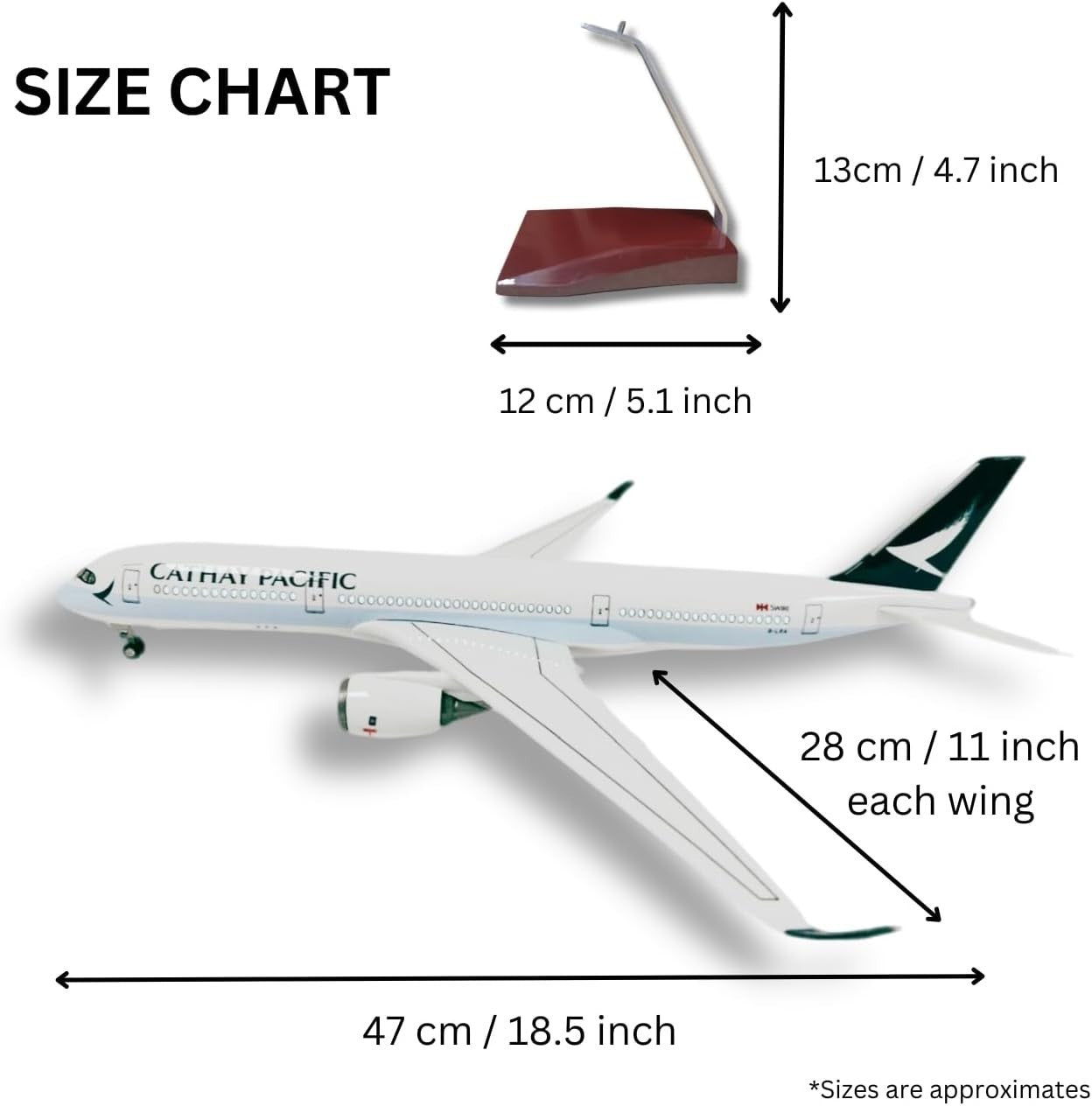 Large Scale Model Plane w/ Voice-Activated Lights & Stand | Aviation Gift