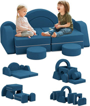 Modular Kids Play Couch Sofa Bed Foam Fort for Creative Play Blue