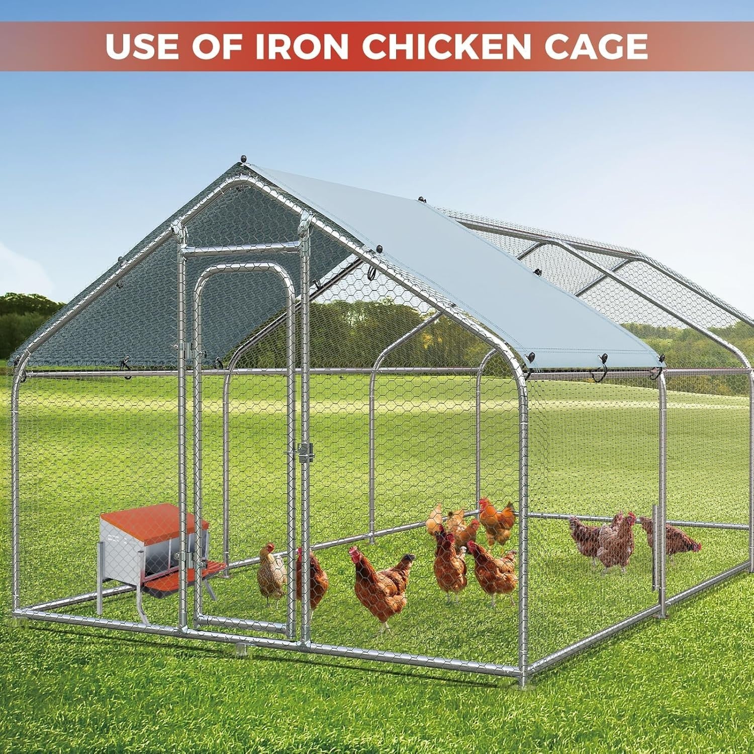 Galvanised Steel 3 Chamber Chicken Nest Box Pull Out Tray