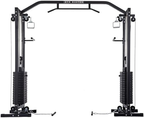 Black 180kg Cable Crossover Machine Pulley System Home Gym Pull Up Bar