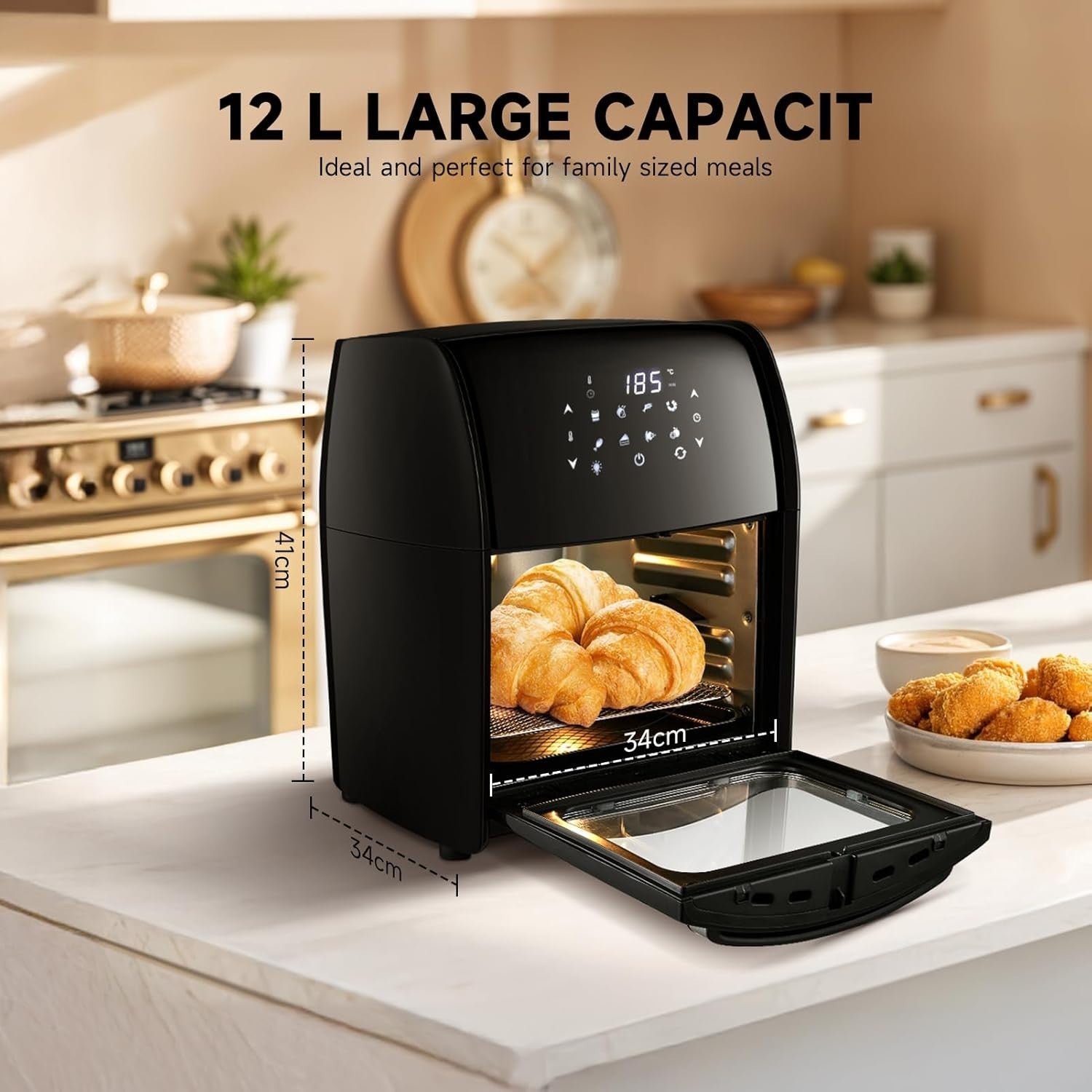 12L Air Fryer Oven With Rotisserie | Digital Touchscreen | 8 Presets 1800W