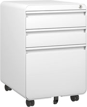 White Lockable Metal Filing Cabinet 3 Drawer A4 on Wheels