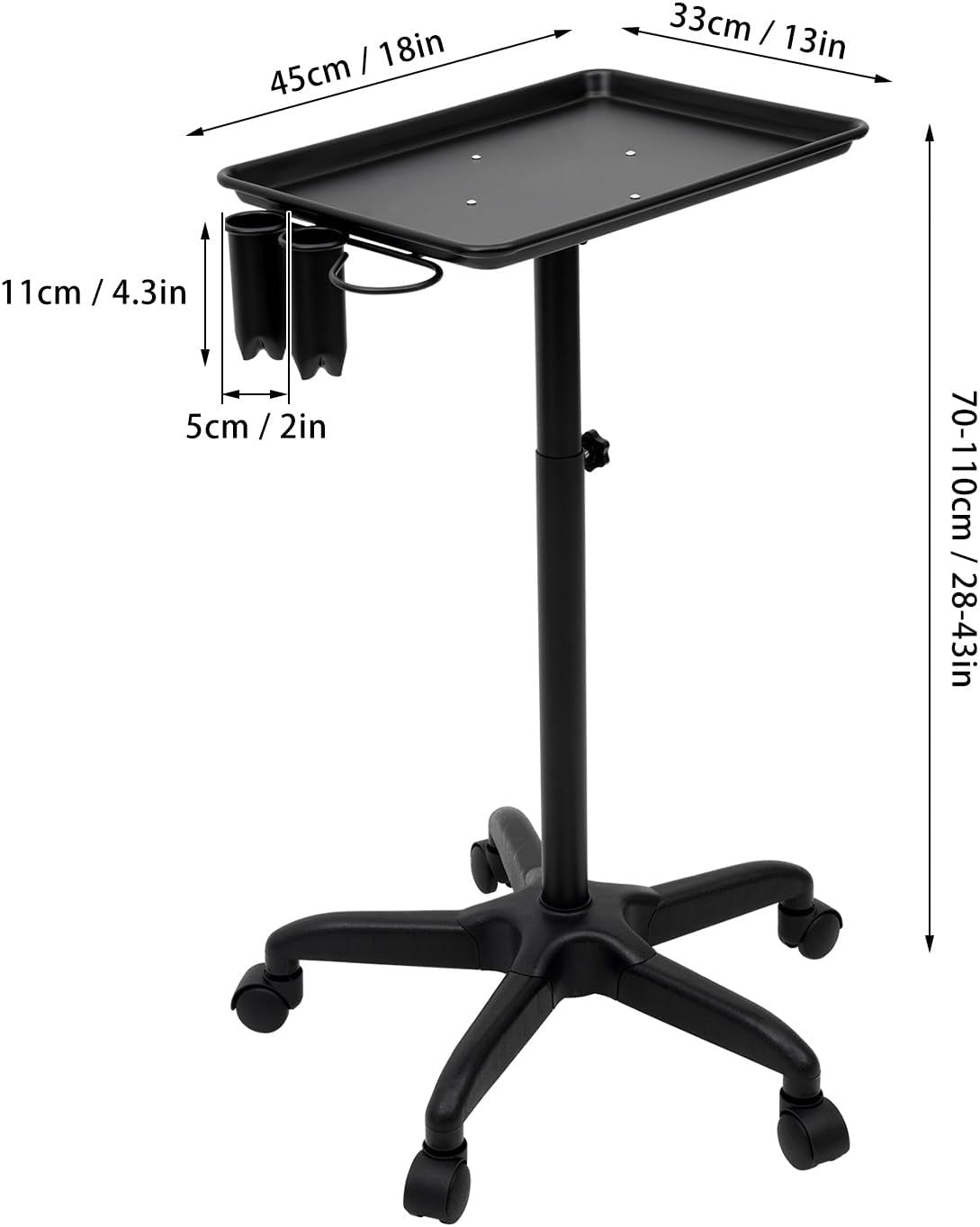 Hairdresser Tattoo Rolling Trolley Adjustable Tray Beauty Salon Service Cart