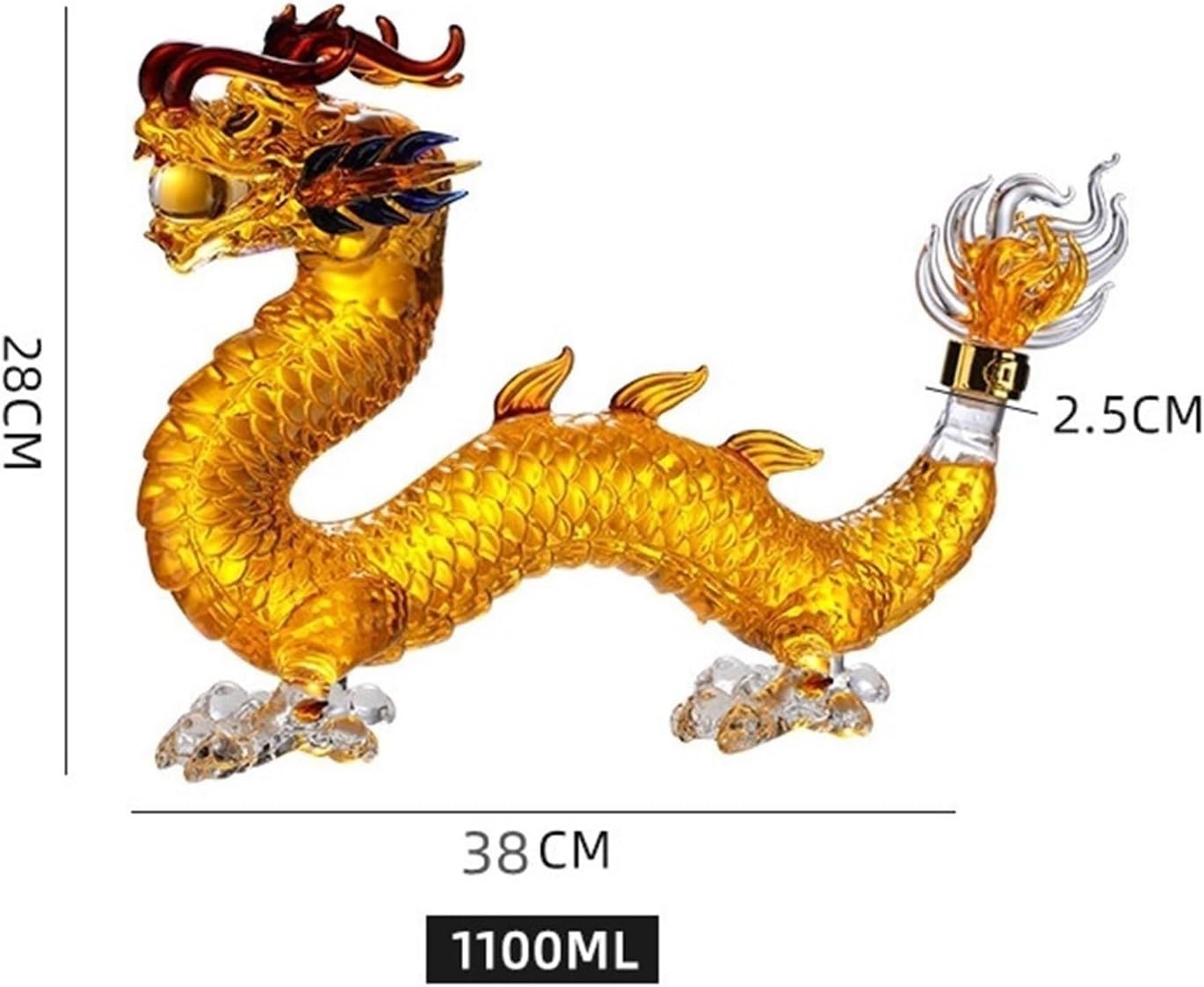 1000ml Dragon Whiskey Decanter – Handcrafted Glass Liquor Bottle Gift Display