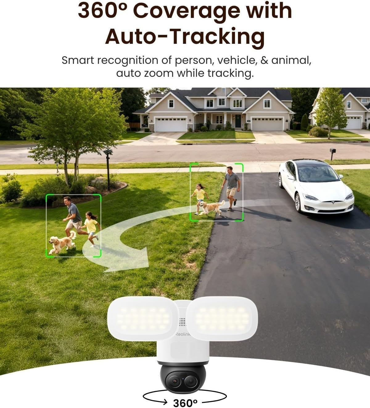 4K PTZ Floodlight Security Camera WiFi 6 Auto Tracking 360° AI Zoom